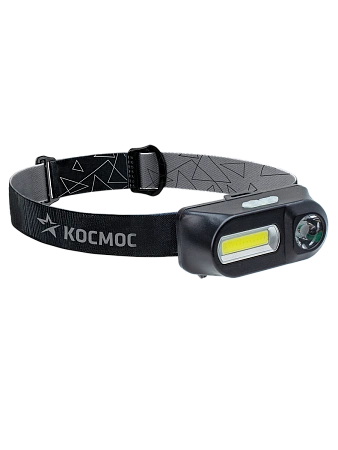 картинка Фонарь налобный Космос, 3W ХРЕ + 3W COB, сменный акк. 1200mAh, micro USB, KocH3WDLith