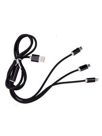 картинка Кабель CADENA USB 2.0 - 3в1, 1м, черный, WS052