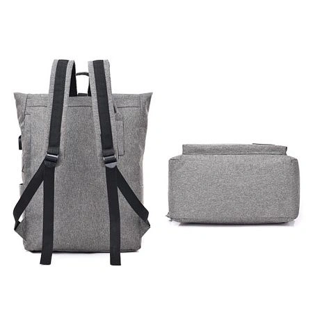 картинка Рюкзак двухлямочный с USB шнуром, серый, 535