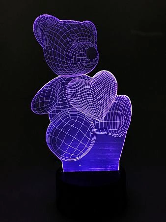 картинка Ночник светодиодный голограмма CADENA Мишка, 7 цветов, 3DBear