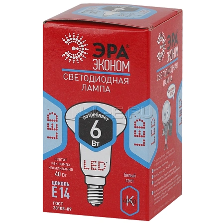 картинка Лампа светодиодная ЭРА Эко. рефлектор ЭРА LED smd R50-6w-840-E14 ECO.
