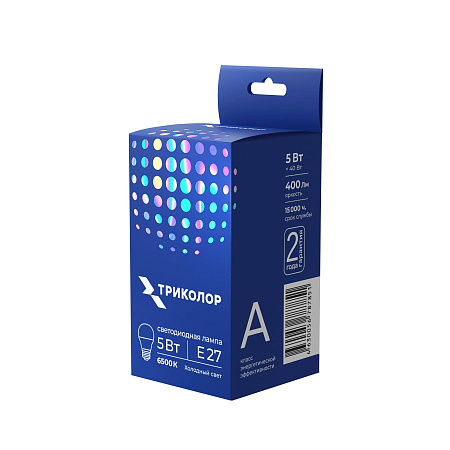 картинка Лампа светодиодная Триколор LED G45 5Вт 6500K E27