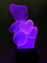 Ночник светодиодный голограмма CADENA Мишка, 7 цветов, 3DBear 3DBear