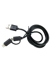 Дата-кабель CADENA USB 2.0 - 2в1, 1м, черный, WS011 WS011